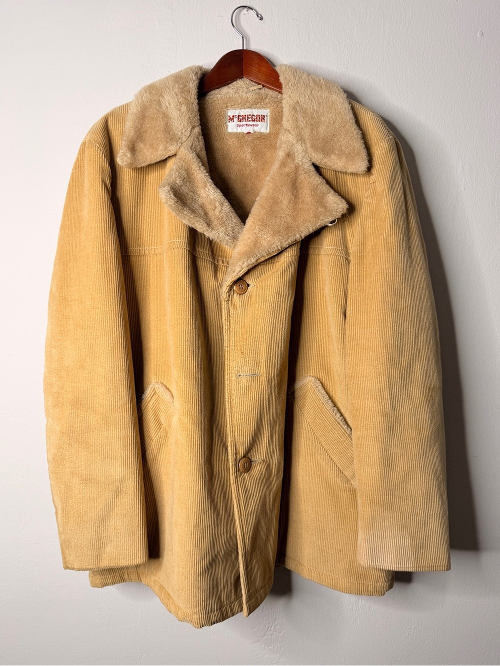 Vintage McGregor Corduroy Sherpa Lined Ranch Coat Tan Size 46
